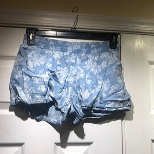 Light Blue Denim Flowered Lounge Shorts